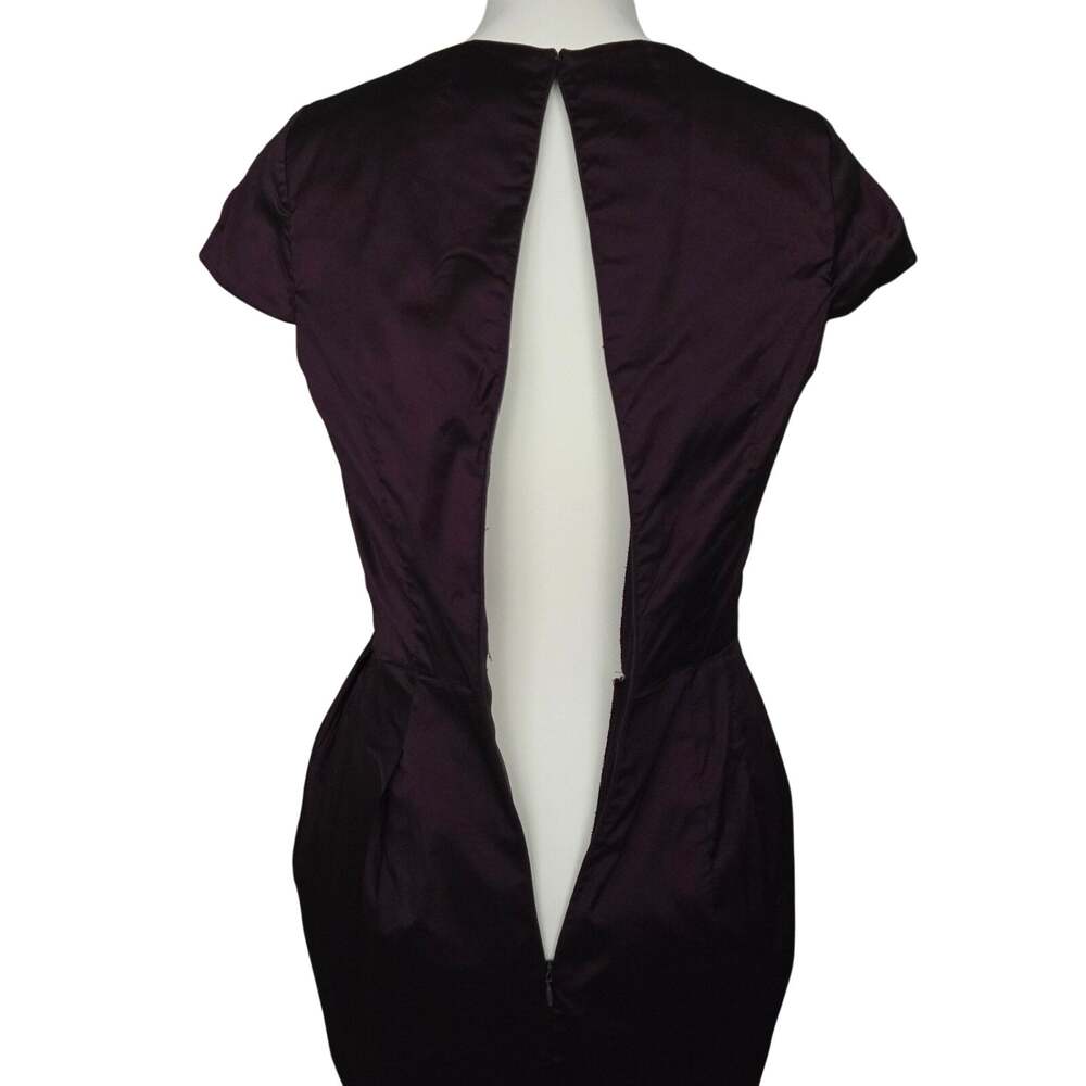 Byron Lars Beauty Mark Cocktail Dress Size 8 Plum Taffeta Peplum Sheath Glam - Picture 3 of 13